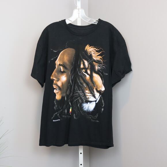 Bob Marley Jamaica Collection XL Black Graphic Tee Lion Face - Picture 1 of 3